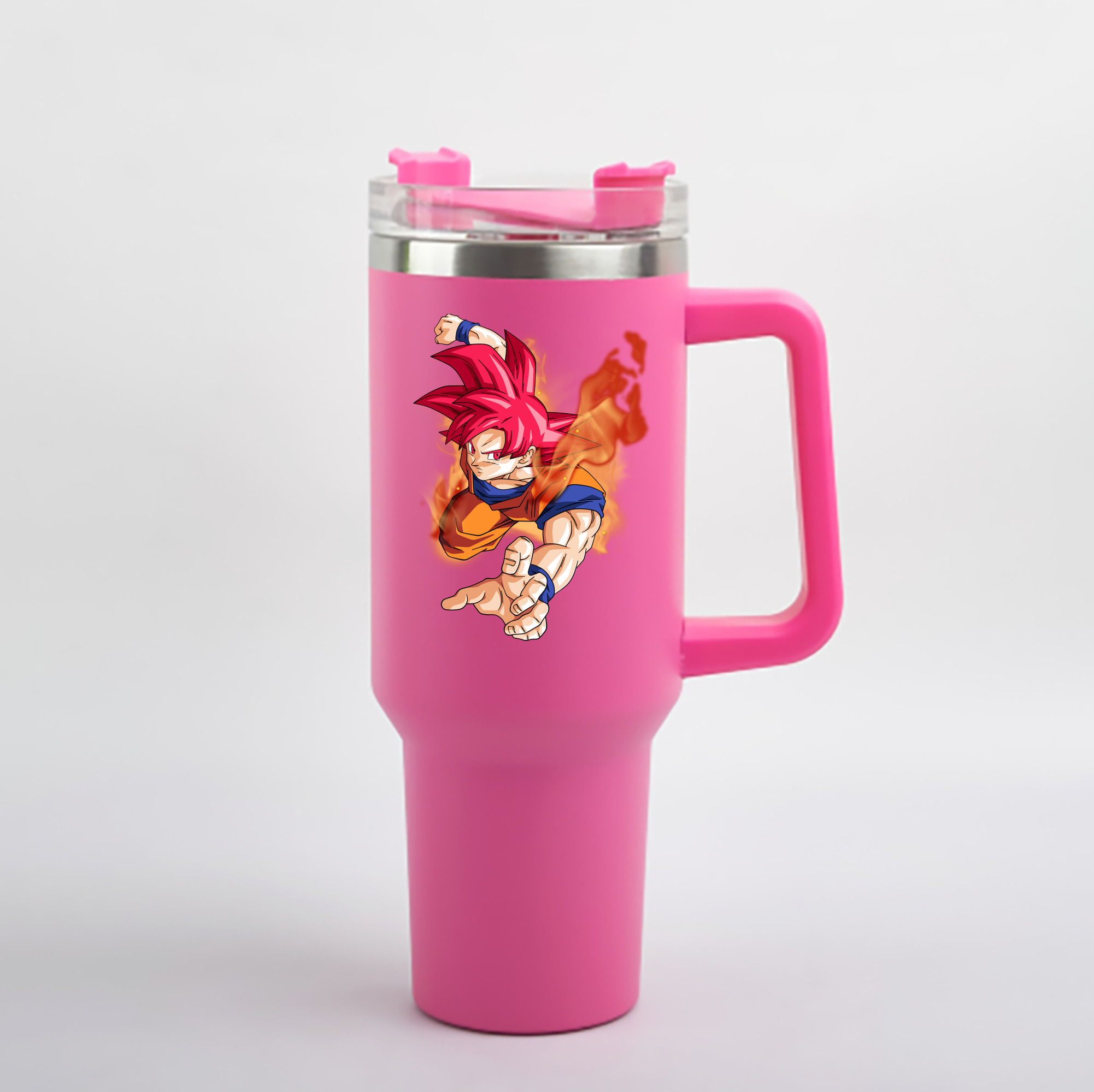 （画像用） ドラゴンボール 孫悟空（そん ごくう）Son Goku カカロット DRAGON BALL Kakarotto 1200mL車用タンブラー - クリスタルステッカー（プラスチックストロー付き）
